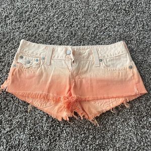 Orange True Religion Jean Shorts